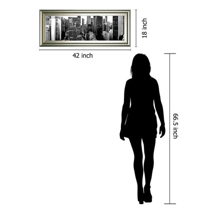 Classy Living Urban Vista 42x18in Wall Art | Contemporary Silver Serenity MDF Frame | Living Room & Office Decor | 42 x 18 x 1 in | Model 1836