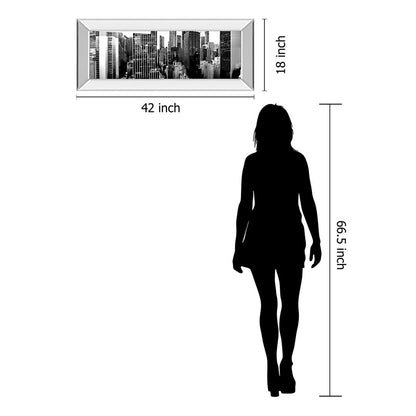 Classy Living Urban Vista 42x18in Wall Art | Contemporary Cityscape Photograph with Mirrored Frame | Living Room & Office Decor | 42 x 18 x | Model 1836MF