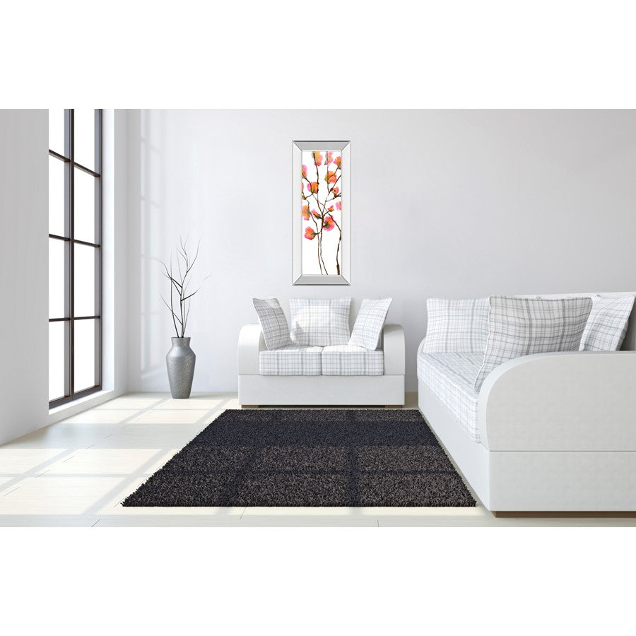 Classy Living Inky Blossoms 42in Vertical Wall Art | Contemporary Floral with Mirrored Frame | Living Room & Bedroom Decor | 18 x 42 x 3 in | Model 1837MF