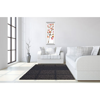 Classy Living Inky Blossoms II 18x42in Vertical Wall Art | Contemporary Multicolor Floral on White with Mirrored Frame | Living Room | Model 1838MF