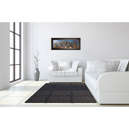 Classy Living Majestic Bucks 42in Wall Art | Traditional Wildlife Painting in Dark Chocolate MDF Frame | Living Room, Study & Office Decor | Model 1846