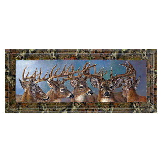 Classy Living Noble Deer Gathering 42x18in Wall Art | Traditional Camouflage MDF Frame and Paper Art | Living Room & Study Decor | 42 x 18 x | Model 1846B