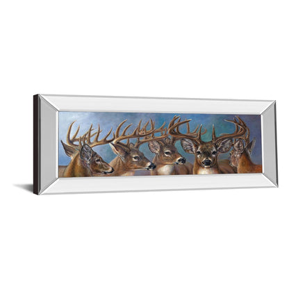 Classy Living Majestic Bucks 42in Wide Wall Art | Traditional Deer Painting in Mirrored Frame | Living Room, Study & Office Decor | 42 x 18 | Model 1846MF