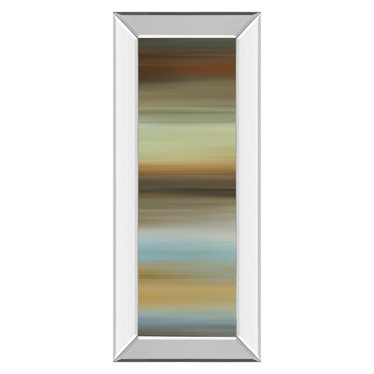 Classy Living Abstract Horizon I 18x42in Wall Art | Contemporary Multicolor Graphic on Paper with Mirrored Frame | Living Room & Bedroom | Model 1855MF