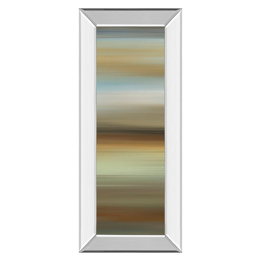 Classy Living Serene Horizon 18x42in Wall Art | Contemporary Abstract Beige Blue Brown Green on Mirrored Frame | Living Room & Bedroom | Model 1856MF