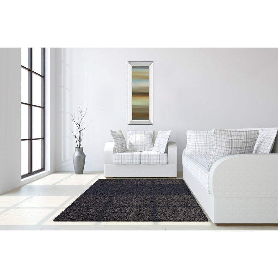 Classy Living Serene Horizon 18x42in Wall Art | Contemporary Abstract Beige Blue Brown Green on Mirrored Frame | Living Room & Bedroom | Model 1856MF