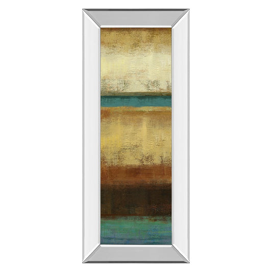 Classy Living Elegant Horizon 18x42in Vertical Wall Art | Contemporary Multicolor Abstract on Paper with Mirrored Frame | Living Room & | Model 1865MF