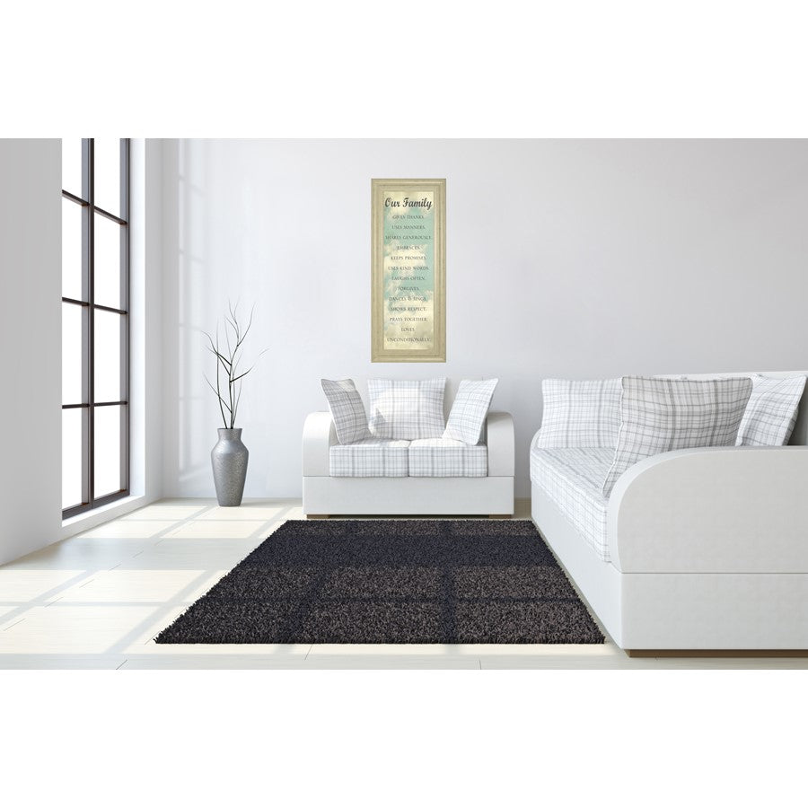 Classy Living Family Values Wall Art 18x42in | Contemporary Multicolor Paper Art in Ivory Bliss MDF Frame | Living Room & Family Room | Model 1877
