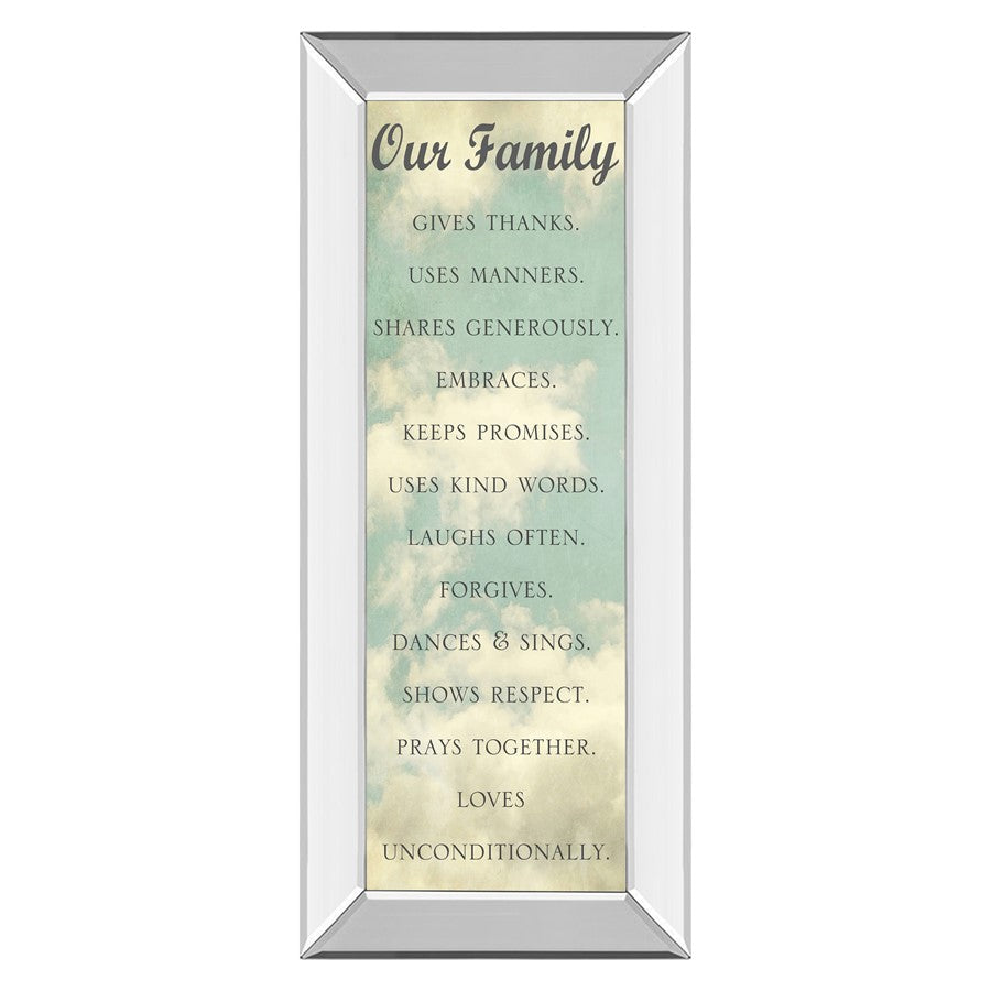 Classy Living Family Values Wall Art 18x42in | Contemporary Mirrored Frame with Glass | Living Room & Office Inspirational Decor | 18 x 42 | Model 1877MF