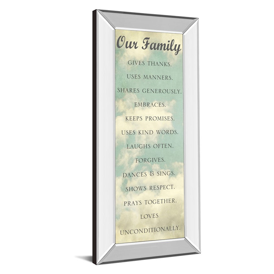 Classy Living Family Values Wall Art 18x42in | Contemporary Mirrored Frame with Glass | Living Room & Office Inspirational Decor | 18 x 42 | Model 1877MF