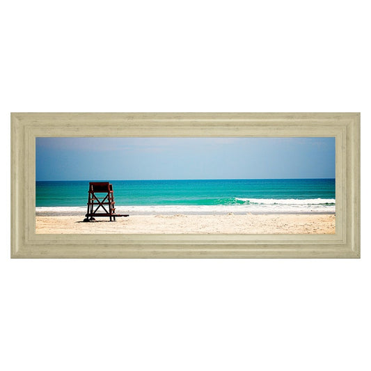 Classy Living Serene Shoreline 42x18in Wall Art | Contemporary Coastal Beach Scene in Ivory Bliss MDF Frame | Living Room & Bedroom Tranquil | Model 1882
