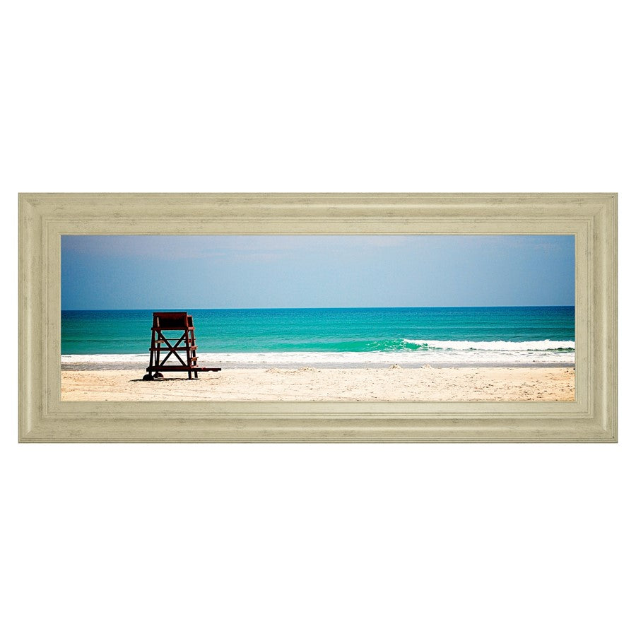 Classy Living Serene Shoreline 42x18in Wall Art | Contemporary Coastal Beach Scene in Ivory Bliss MDF Frame | Living Room & Bedroom Tranquil | Model 1882
