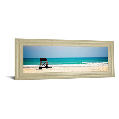 Classy Living Serene Shoreline 42x18in Wall Art | Contemporary Coastal Beach Scene in Ivory Bliss MDF Frame | Living Room & Bedroom Tranquil | Model 1882