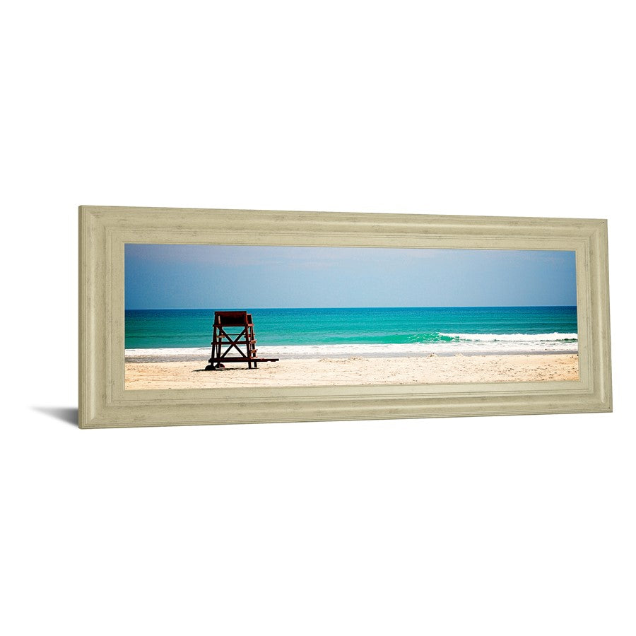Classy Living Serene Shoreline 42x18in Wall Art | Contemporary Coastal Beach Scene in Ivory Bliss MDF Frame | Living Room & Bedroom Tranquil | Model 1882