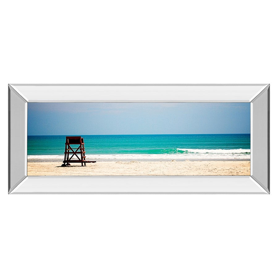 Classy Living Serene Shoreline 42x18in Wall Art | Contemporary Coastal Beach Scene with Mirrored Frame | Living Room & Bedroom Decor | 42 x | Model 1882MF