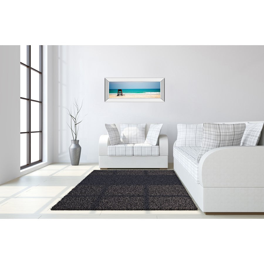 Classy Living Serene Shoreline 42x18in Wall Art | Contemporary Coastal Beach Scene with Mirrored Frame | Living Room & Bedroom Decor | 42 x | Model 1882MF
