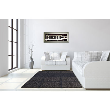 Classy Living Neon Diner Sign Wall Art 42x18in | Contemporary Silver Serenity MDF Frame | Living Room & Dining Room Retro Decor | 42 x 18 x 1 | Model 1883
