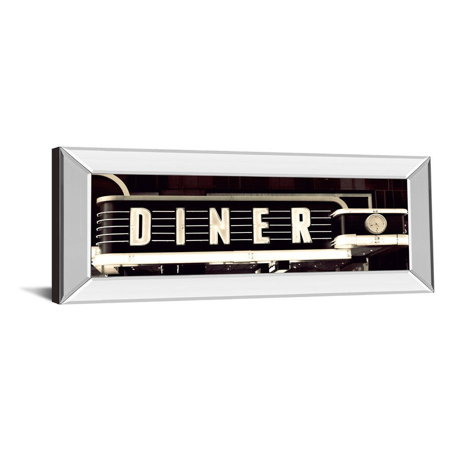 Classy Living Neon Diner Sign Wall Art 42x18in | Contemporary Mirrored Frame | Living Room & Dining Room Decor | 42 x 18 x 3 in | Model 1883MF