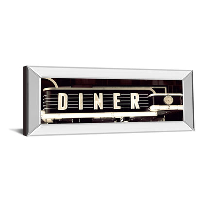 Classy Living Neon Diner Sign Wall Art 42x18in | Contemporary Mirrored Frame | Living Room & Dining Room Decor | 42 x 18 x 3 in | Model 1883MF