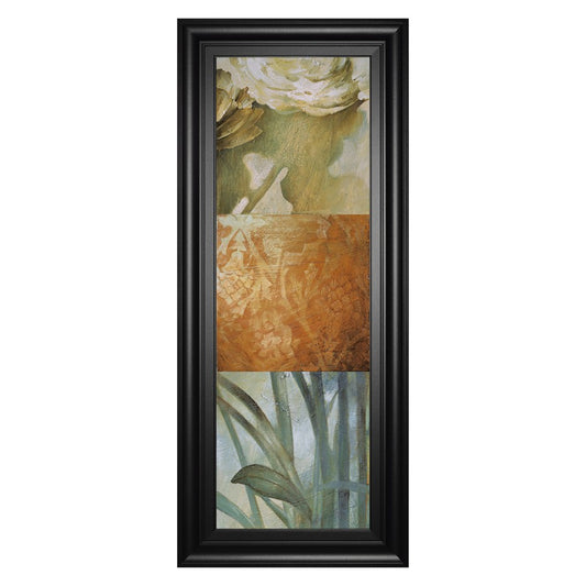 Classy Living Botanical Harmony Wall Art 18x42in | Transitional Multicolor Botanical on Paper in Midnight Aura MDF Frame | Living Room & | Model 1892