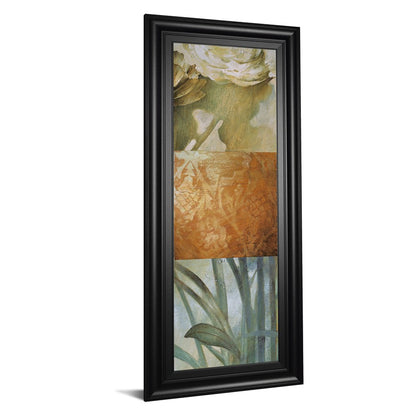 Classy Living Botanical Harmony Wall Art 18x42in | Transitional Multicolor Botanical on Paper in Midnight Aura MDF Frame | Living Room & | Model 1892