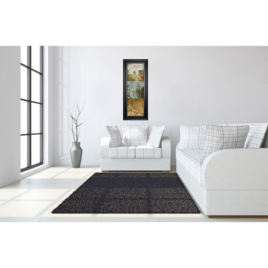 Classy Living Golden Trio Harmony Wall Art 18x42in | Transitional Black MDF Frame with Glass | Living Room & Bedroom Statement Decor | 18 x | Model 1893