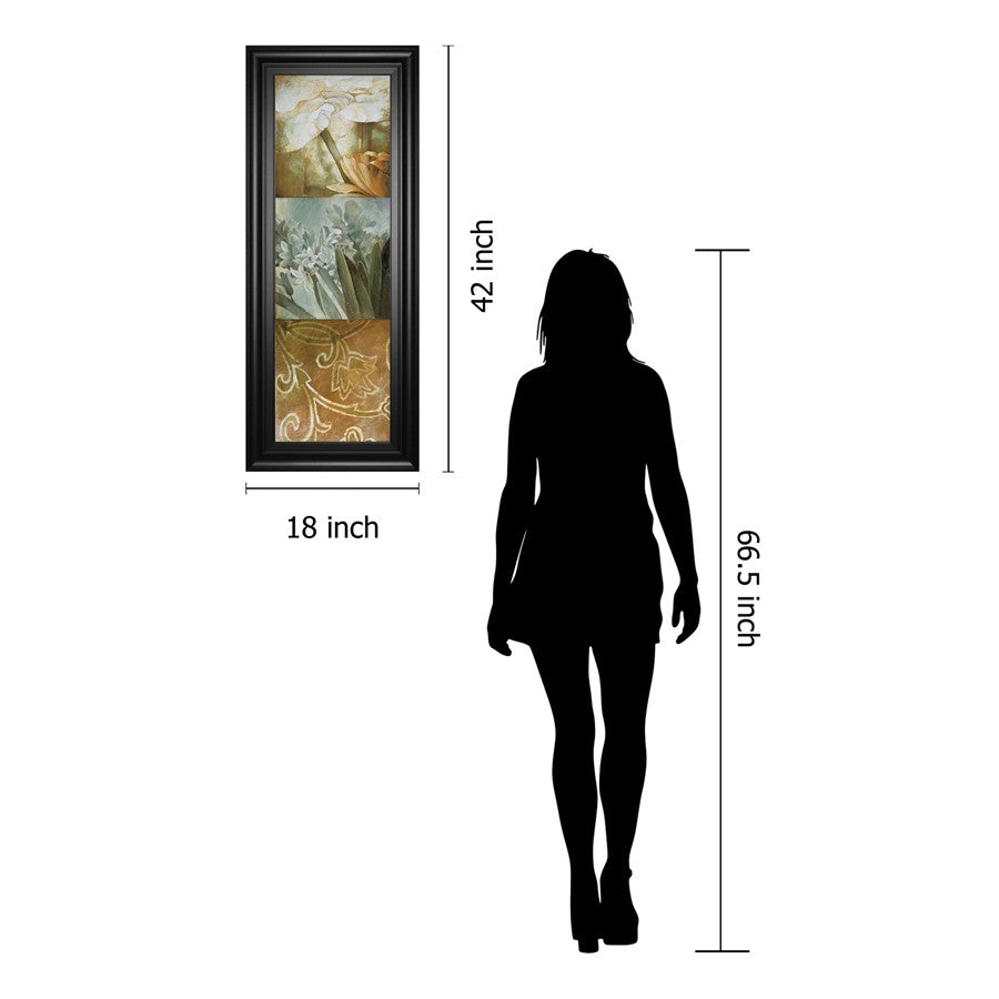 Classy Living Golden Trio Harmony Wall Art 18x42in | Transitional Black MDF Frame with Glass | Living Room & Bedroom Statement Decor | 18 x | Model 1893