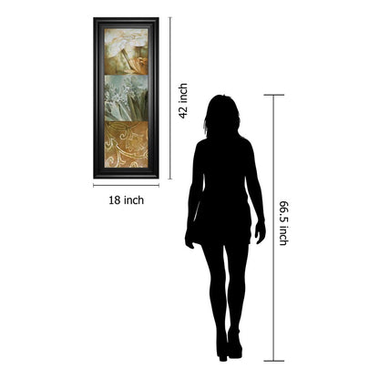 Classy Living Golden Trio Harmony Wall Art 18x42in | Transitional Black MDF Frame with Glass | Living Room & Bedroom Statement Decor | 18 x | Model 1893