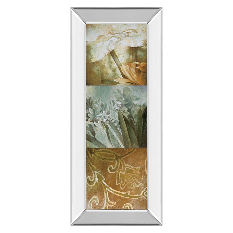 Classy Living Golden Trio Harmony Wall Art 18x42in | Transitional Botanical Triptych with Mirrored Frame | Living Room, Bedroom & Office | Model 1893MF