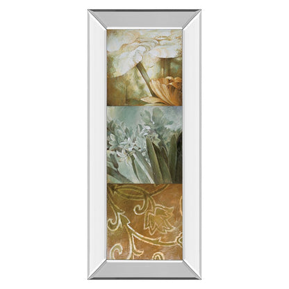 Classy Living Golden Trio Harmony Wall Art 18x42in | Transitional Botanical Triptych with Mirrored Frame | Living Room, Bedroom & Office | Model 1893MF