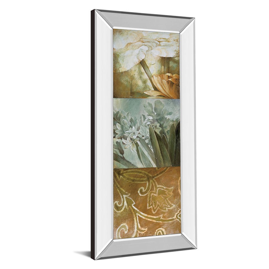 Classy Living Golden Trio Harmony Wall Art 18x42in | Transitional Botanical Triptych with Mirrored Frame | Living Room, Bedroom & Office | Model 1893MF