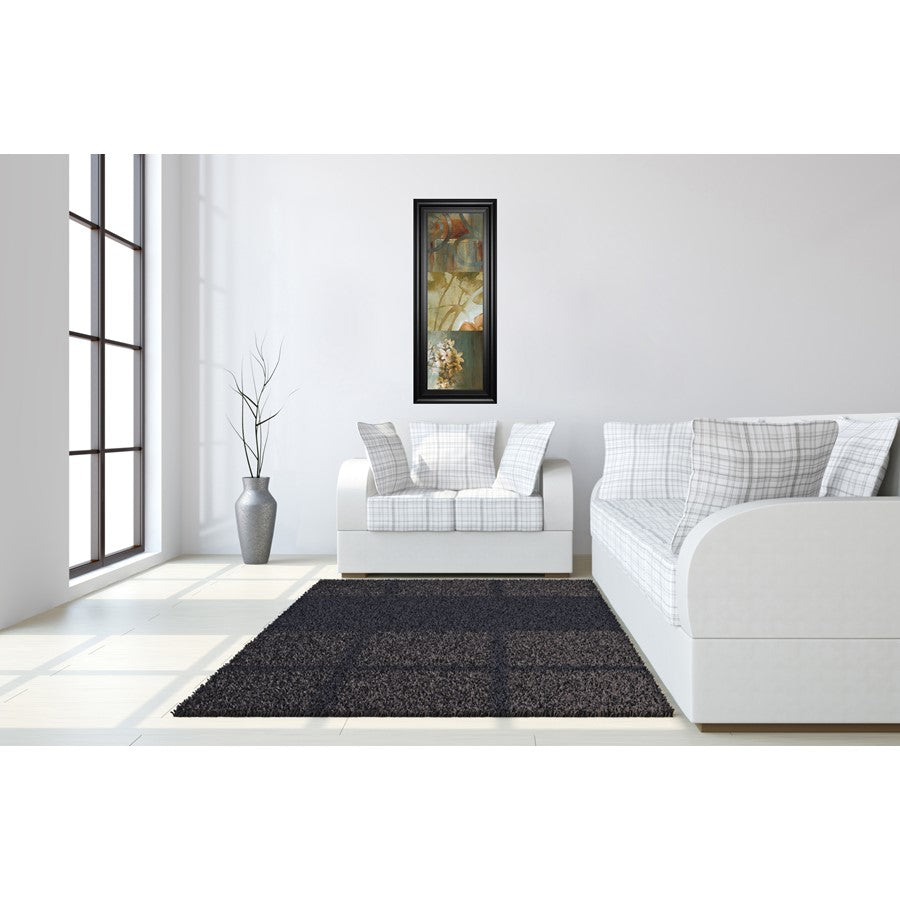 Classy Living Square Choices 18x42in Vertical Wall Art | Transitional Multicolor Botanical on Black MDF Frame | Living Room & Bedroom Decor | Model 1894