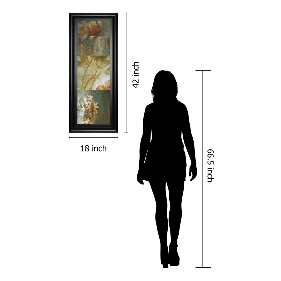 Classy Living Square Choices 18x42in Vertical Wall Art | Transitional Multicolor Botanical on Black MDF Frame | Living Room & Bedroom Decor | Model 1894
