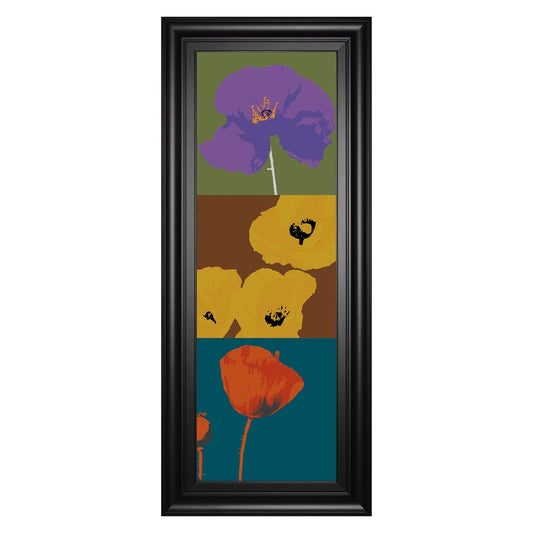 Classy Living Floral Trio Mosaic Wall Art 18x42in | Contemporary Black MDF Frame with Multicolor Paper Art | Living Room & Office Decor | 1 x | Model 1895