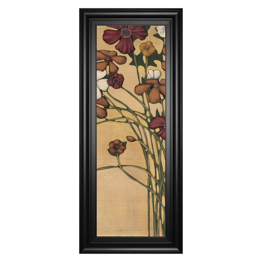 Classy Living Meadow Crimson Blooms 18x42in Wall Art | Traditional Multicolor Paper on MDF in Black Frame | Living Room & Bedroom Decor | 18 | Model 1898