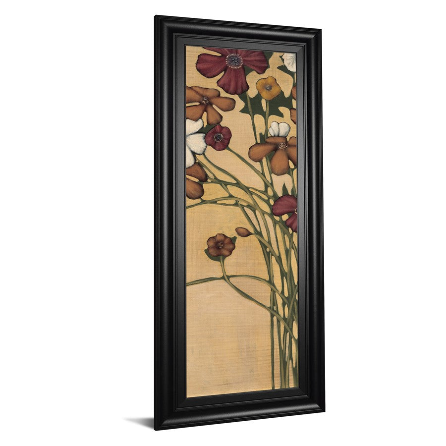 Classy Living Meadow Crimson Blooms 18x42in Wall Art | Traditional Multicolor Paper on MDF in Black Frame | Living Room & Bedroom Decor | 18 | Model 1898