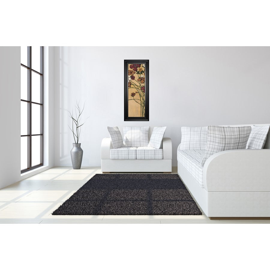 Classy Living Meadow Crimson Blooms 18x42in Wall Art | Traditional Multicolor Paper on MDF in Black Frame | Living Room & Bedroom Decor | 18 | Model 1898