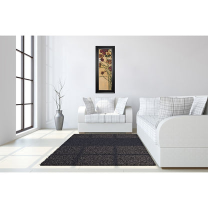 Classy Living Meadow Crimson Blooms 18x42in Wall Art | Traditional Multicolor Paper on MDF in Black Frame | Living Room & Bedroom Decor | 18 | Model 1898