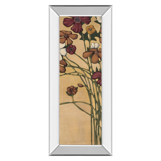 Classy Living Meadow Crimson Blooms 18x42in Wall Art | Traditional Floral Paper Print with Mirrored Frame | Living Room & Bedroom Decor | Model 1898MF