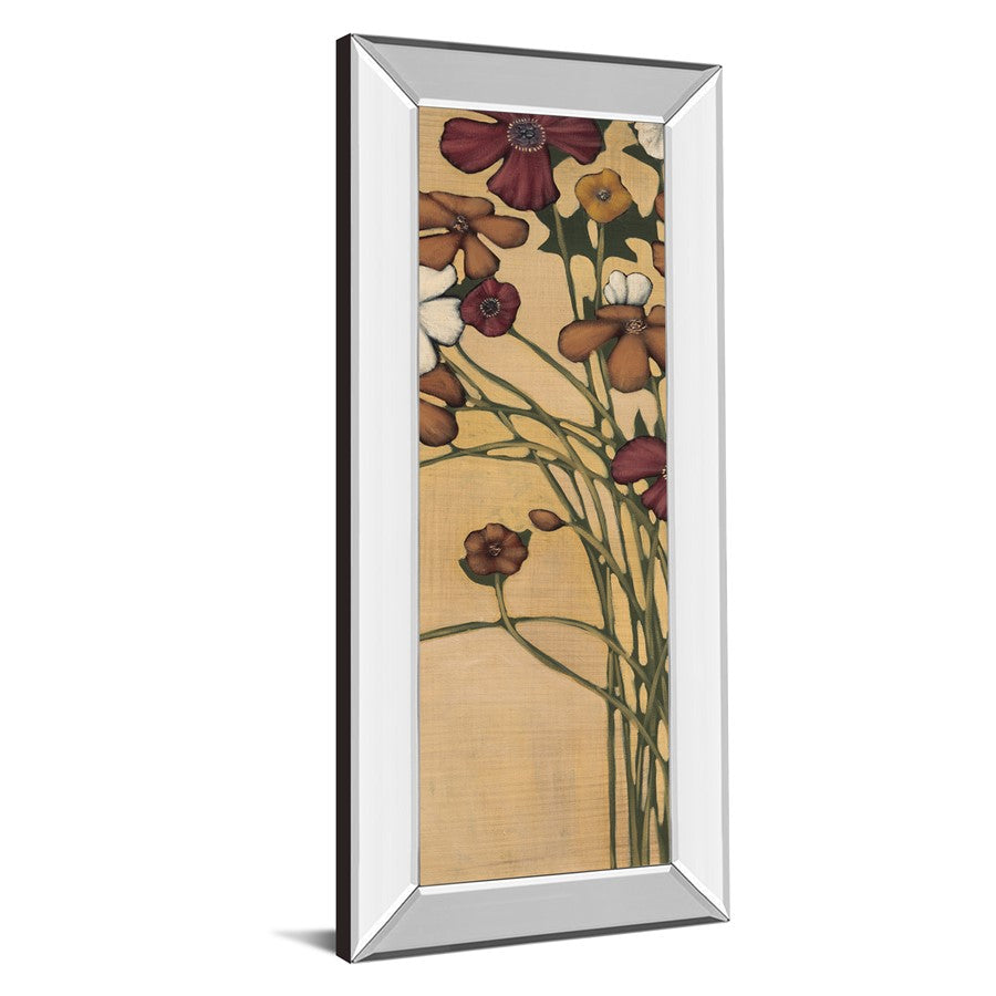 Classy Living Meadow Crimson Blooms 18x42in Wall Art | Traditional Floral Paper Print with Mirrored Frame | Living Room & Bedroom Decor | Model 1898MF