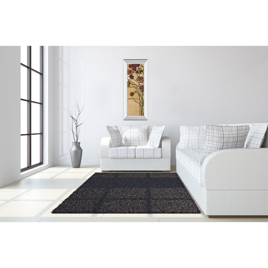 Classy Living Meadow Crimson Blooms 18x42in Wall Art | Traditional Floral Paper Print with Mirrored Frame | Living Room & Bedroom Decor | Model 1898MF