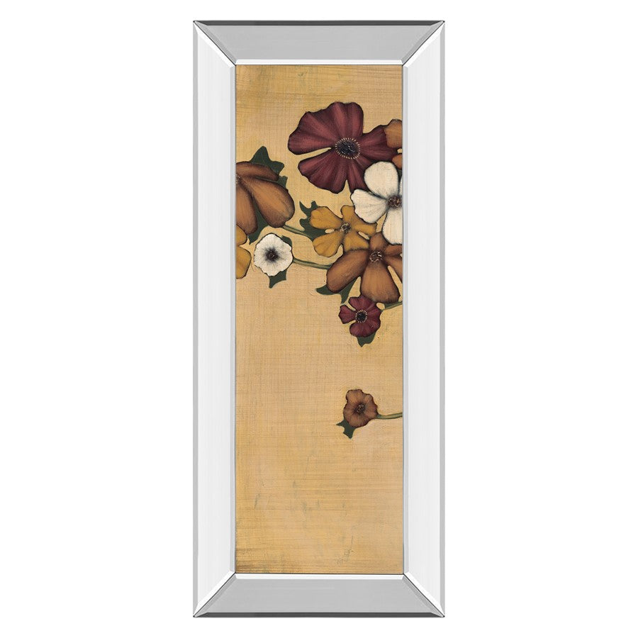 Classy Living Meadow Ember 18x42in Wall Art | Traditional Floral Vertical Decor with Mirrored Frame | Living Room, Bedroom & Hallway Accent | Model 1899MF