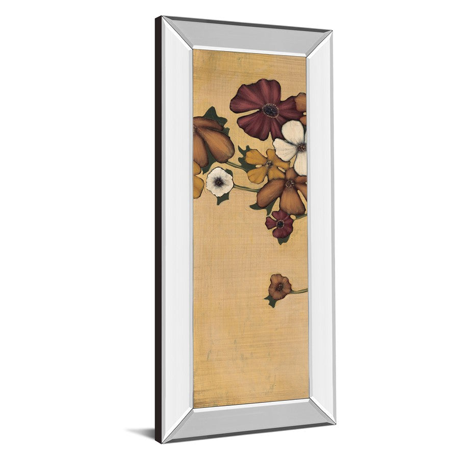 Classy Living Meadow Ember 18x42in Wall Art | Traditional Floral Vertical Decor with Mirrored Frame | Living Room, Bedroom & Hallway Accent | Model 1899MF