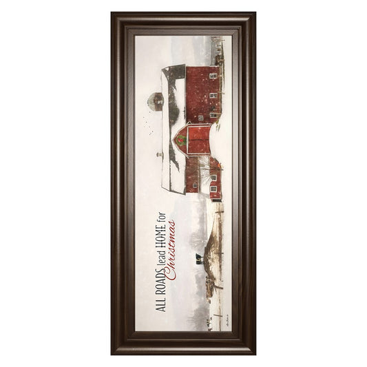 Classy Living Holiday Barn Scene 42in Wall Art | Traditional Cinnamon Mocha MDF Frame | Living Room & Entryway Decor | 42 x 18 x 1 in | Model 1944