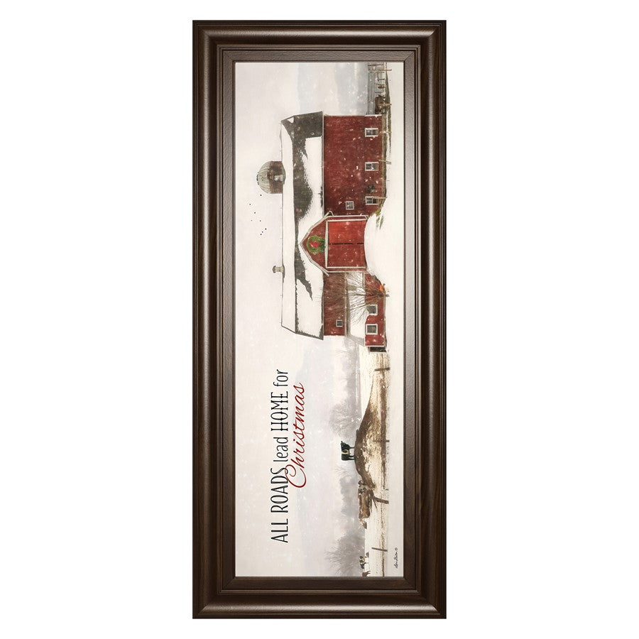 Classy Living Holiday Barn Scene 42in Wall Art | Traditional Cinnamon Mocha MDF Frame | Living Room & Entryway Decor | 42 x 18 x 1 in | Model 1944