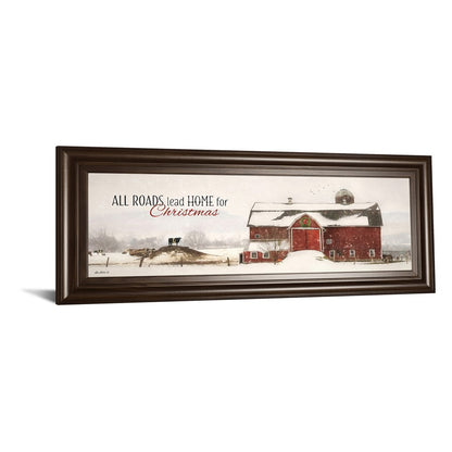 Classy Living Holiday Barn Scene 42in Wall Art | Traditional Cinnamon Mocha MDF Frame | Living Room & Entryway Decor | 42 x 18 x 1 in | Model 1944