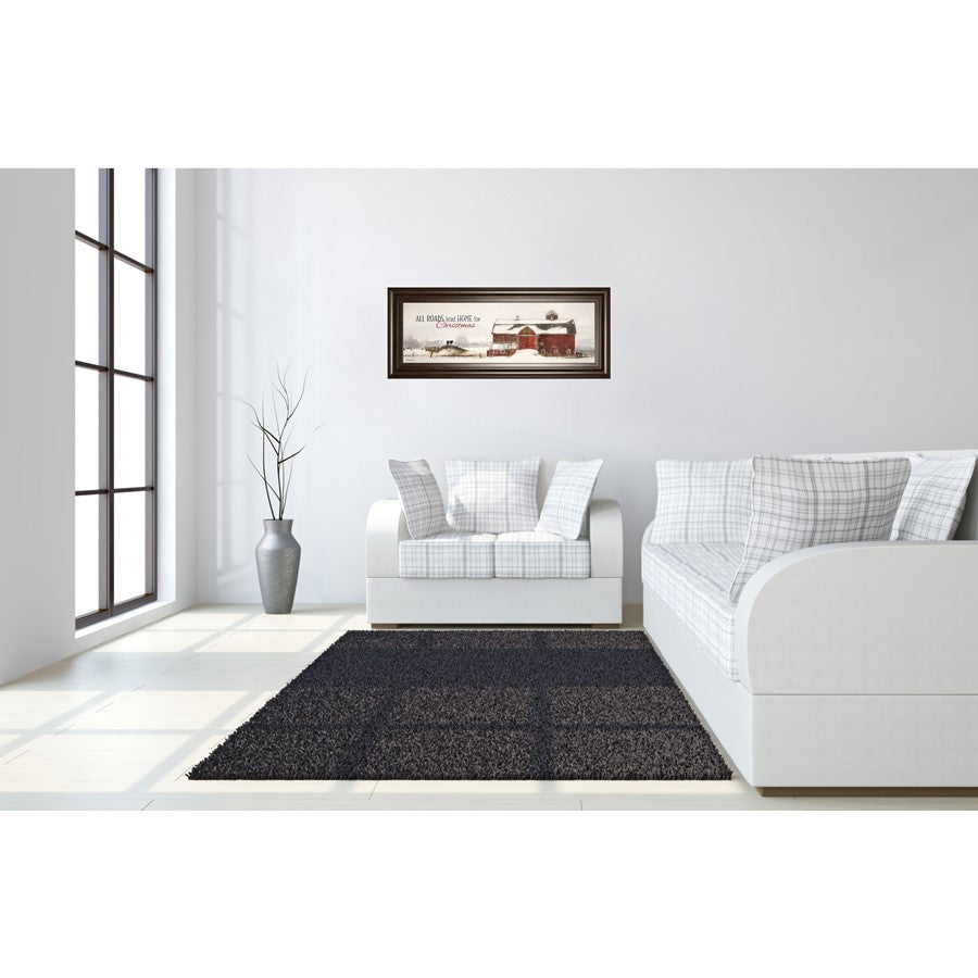 Classy Living Holiday Barn Scene 42in Wall Art | Traditional Cinnamon Mocha MDF Frame | Living Room & Entryway Decor | 42 x 18 x 1 in | Model 1944