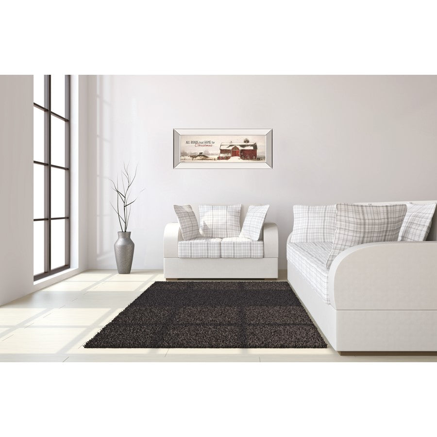 Classy Living Holiday Barn Scene Wall Art 42x18in | Traditional Mirrored Frame | Living Room & Entryway Decor | 42 x 18 x 3 in | Model 1944MF