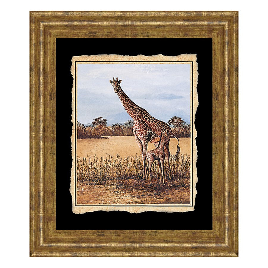 Classy Living Serene Giraffe Duo Wall Art 22x26in | Traditional Gilded Radiance Frame | Living Room & Office Decor | 22 x 26 x 1 in | Model 203