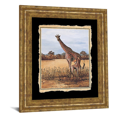 Classy Living Serene Giraffe Duo Wall Art 22x26in | Traditional Gilded Radiance Frame | Living Room & Office Decor | 22 x 26 x 1 in | Model 203